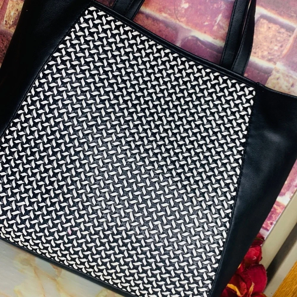 INC International Concepts Black and White Large Houndstooth Tote